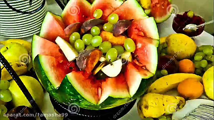 ویژه شب یلدا   میوه آرایی فوق العاده زیبا   تزیین هندوانه شب یلدا272