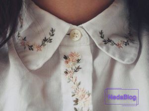 مدل گلدوزی روی یقه مانتو
