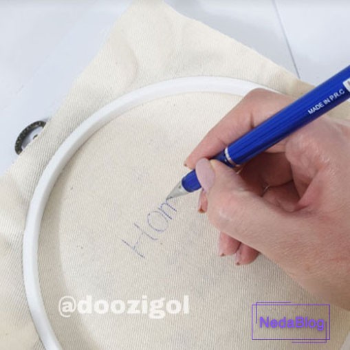 انتقال طرح روی پارچه گلدوزی ظریف و روشن