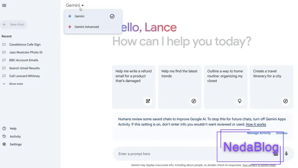 نحوه استفاده از جمینی (گوگل بارد سابق)