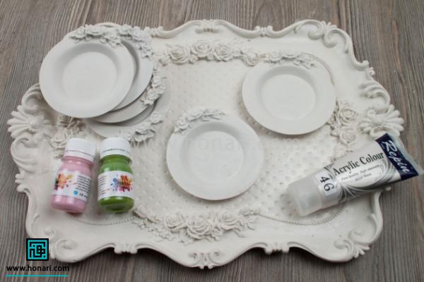 رنگ آمیزی ست سینی و زیرلیوانی پلی استر