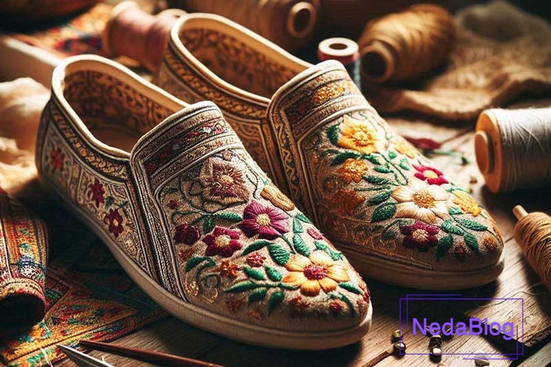 آموزش گلدوزي روي گيوه