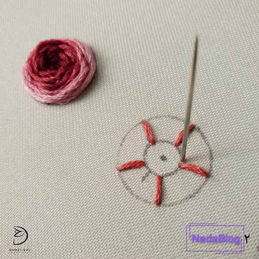 آموزش دوخت رز عنکبوتی در گلدوزی-2