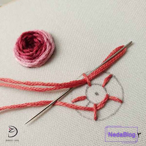 آموزش دوخت رز عنکبوتی در گلدوزی-3
