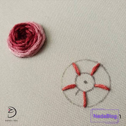 آموزش دوخت رز عنکبوتی در گلدوزی-1