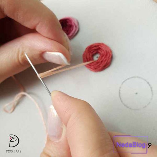 آموزش دوخت رز عنکبوتی در گلدوزی-6
