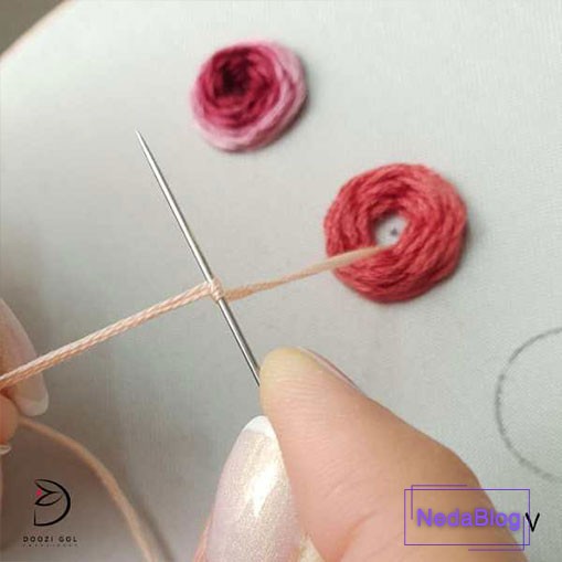 آموزش دوخت رز عنکبوتی در گلدوزی-7