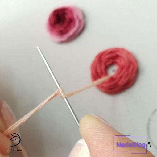 آموزش دوخت رز عنکبوتی در گلدوزی-9