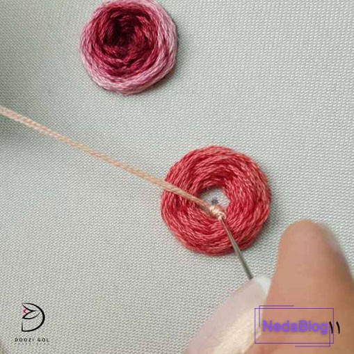 آموزش دوخت رز عنکبوتی در گلدوزی-11
