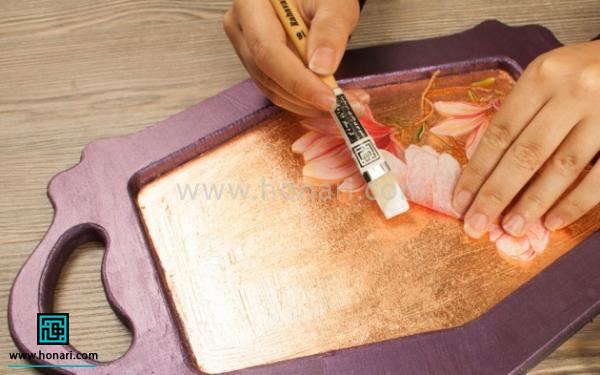 سینی چوبی ورق طلا