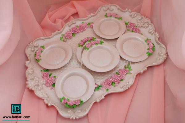 رنگ آمیزی ست سینی و زیرلیوانی پلی استر