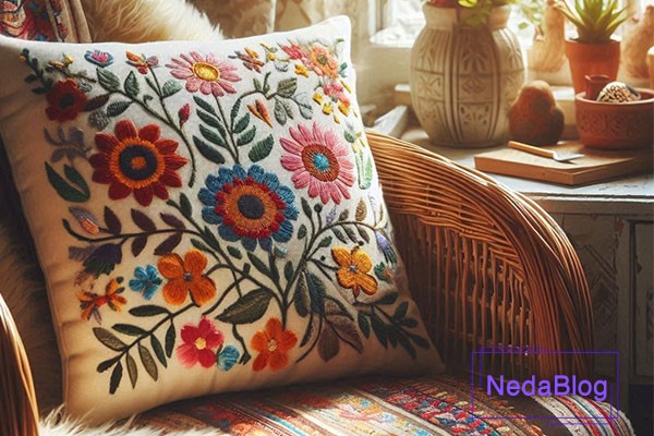 طرح خام گلدوزی روی کوسن