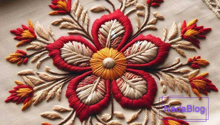 آموزش گلدوزی گل پنج پر