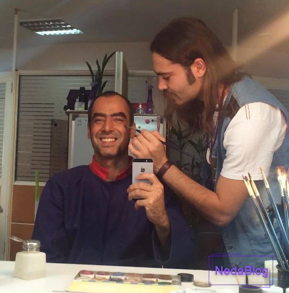 نیما فلاح در حال گریم