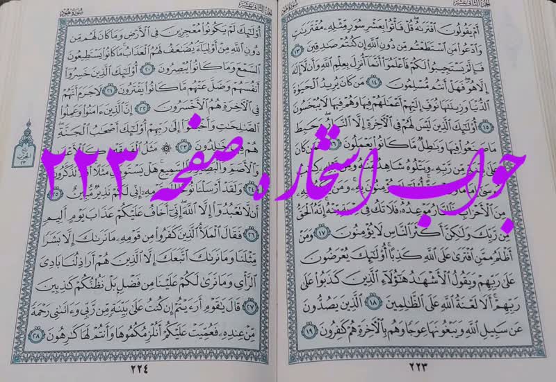 جواب استخاره ص 223 قران