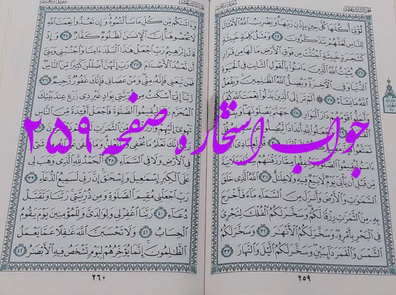 پاسخ استخاره ص 259 قران