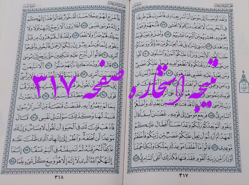 پاسخ استخاره ص 317 قران