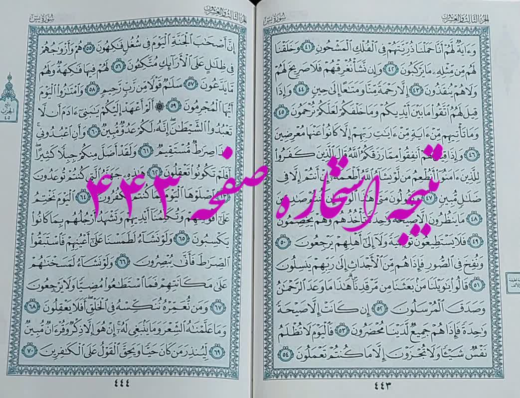 پاسخ استخاره ص 443 قران