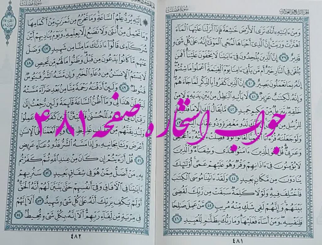نتیجه استخاره ص 481 قران