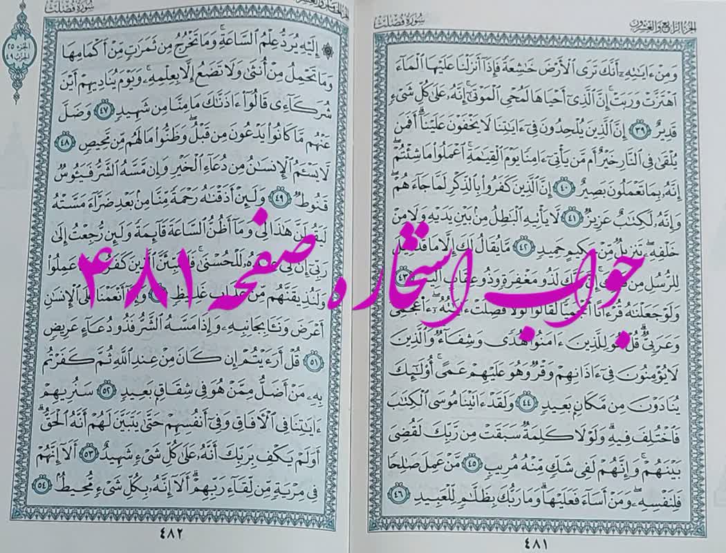 نتیجه استخاره ص 481 قران