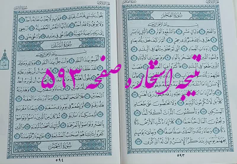 پاسخ استخاره ص 593 قران