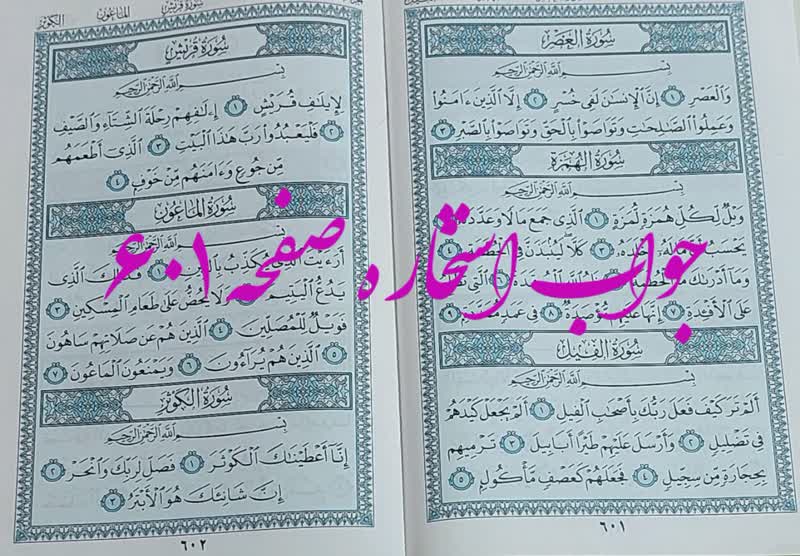 پاسخ استخاره ص 601 قران