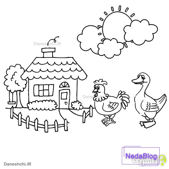 نقاشی ضرب المثل مرغ همسایه غاز است