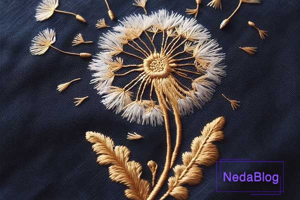 طرح خام گلدوزی قاصدک برای گلدوزی