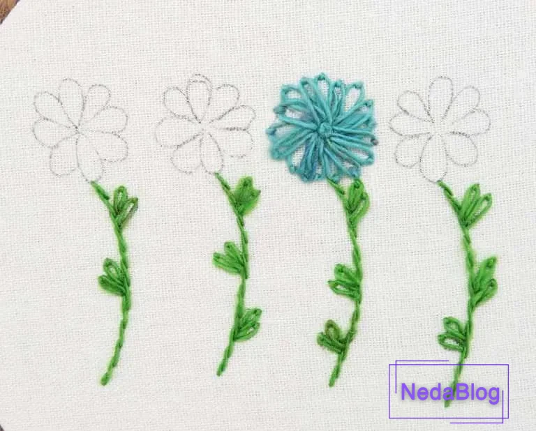 آموزش گلدوزی گل داوودی