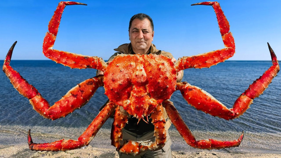 آشپزی در طبیعت - خرچنگ غول پیکر غذای دریایی