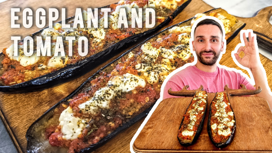 طرز تهیه بادمجون، گوجه و پنیر! یه غذای با فر خوش‌ طعم