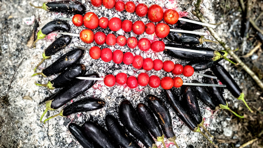 طرز تهیه میرزا قاسمی خوشمزه در دل طبیعت