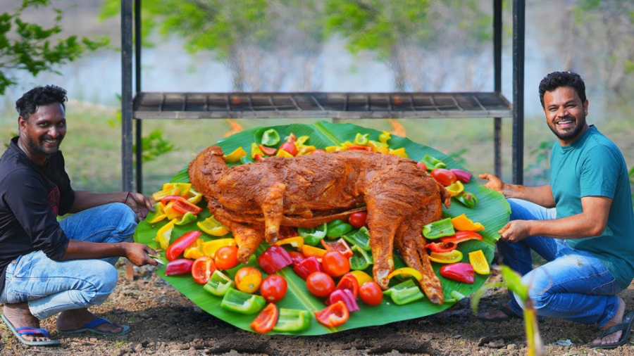 غذای خوشمزه کباب کامل بز _ بهترین کباب _ آشپزخانه پدربزرگ