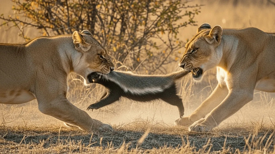 مستند حیات وحش - حیوانات جدید - رازبقا - نبرد شیرها بر سر گورکن عسلخوار