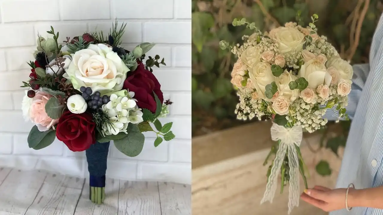 دسته گل جدید عروس + زیباترین مدل های دسته گل عروس با ژیپسوفیلا و رز