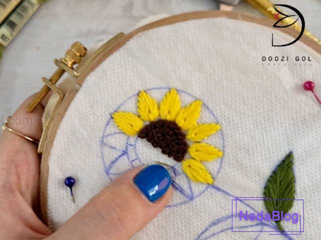 آموزش دوخت گل آفتاب گردان
