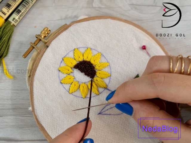 گل دوزی برزیلی گل آفتابگردان