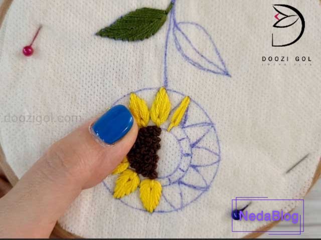 آموزش دوخت برزیلی گل آفتابگردان