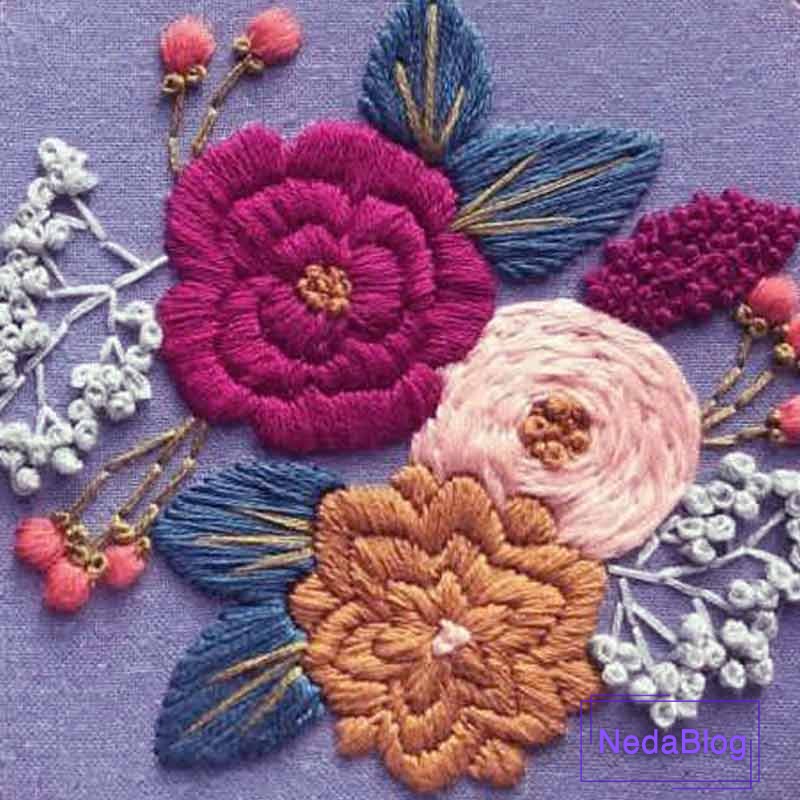 آموزش گل برجسته و غنچه در گلدوزی