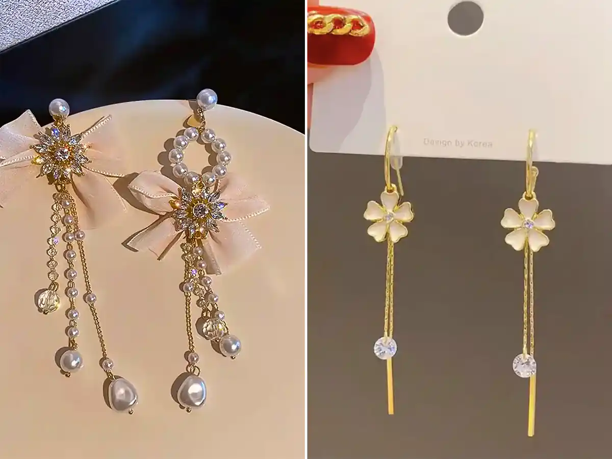 گوشواره آویزی طلا شیک