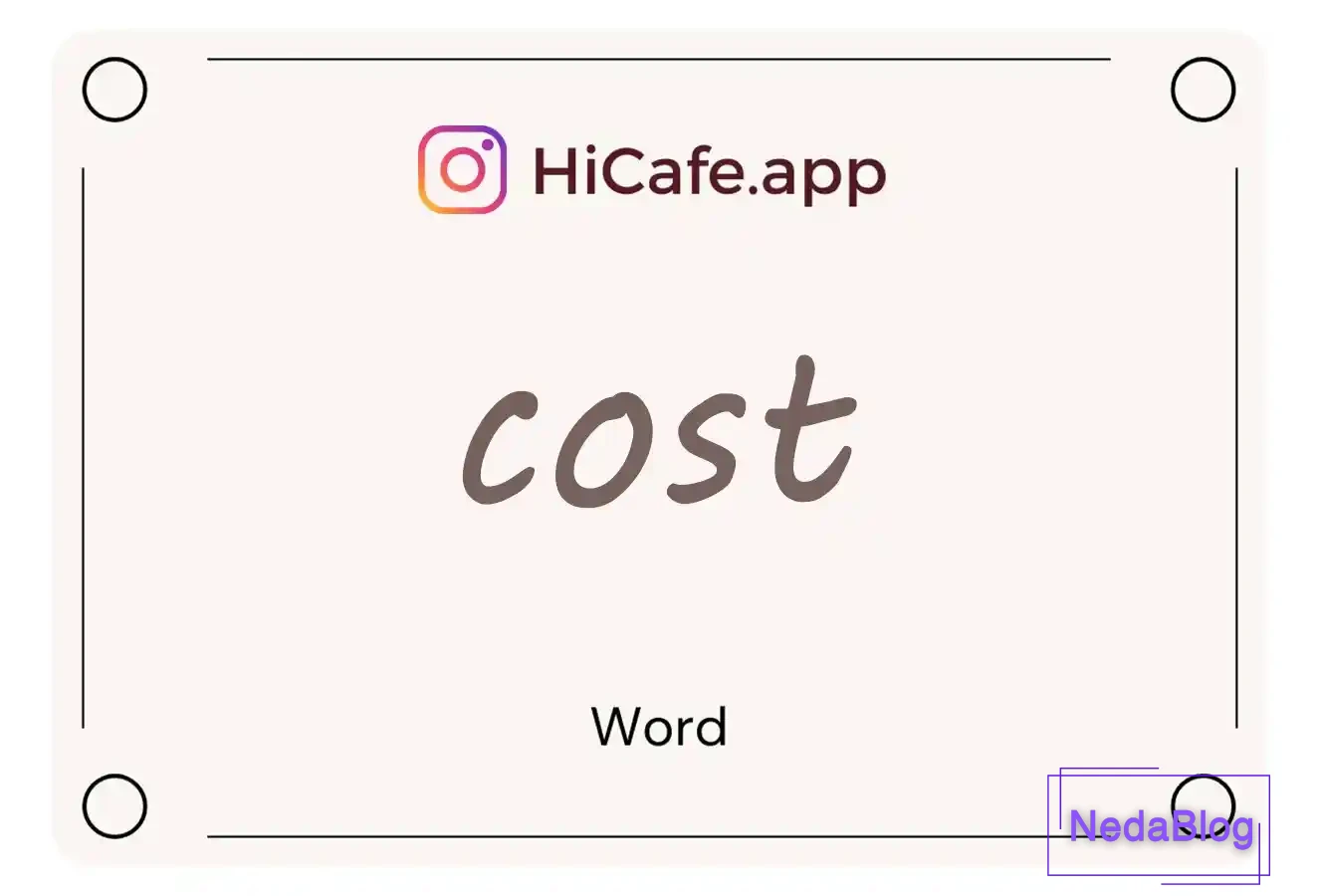 Meaning and usage of cost word