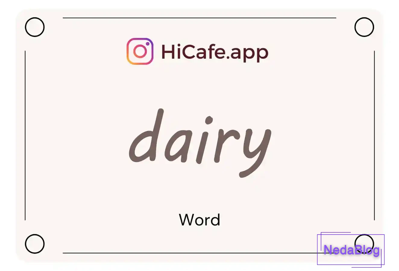 Meaning and usage of dairy word