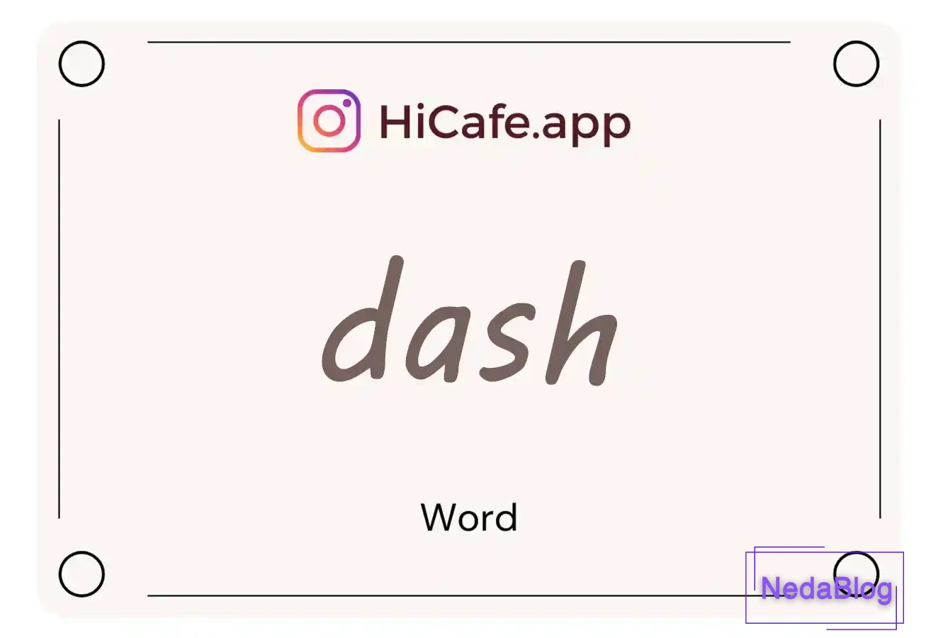 Meaning and usage of dash word