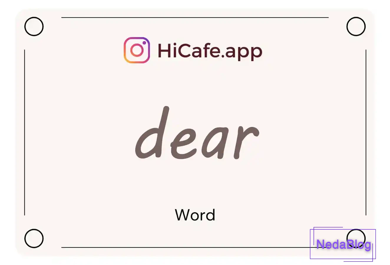 Meaning and usage of dear word