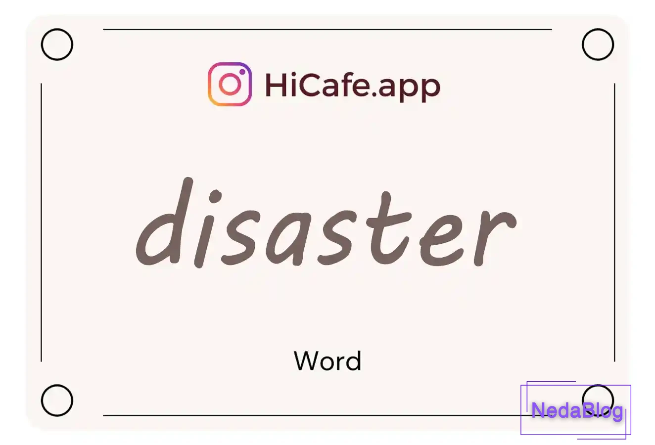 Meaning and usage of disaster word