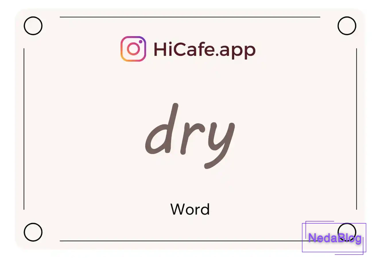 Meaning and usage of dry word