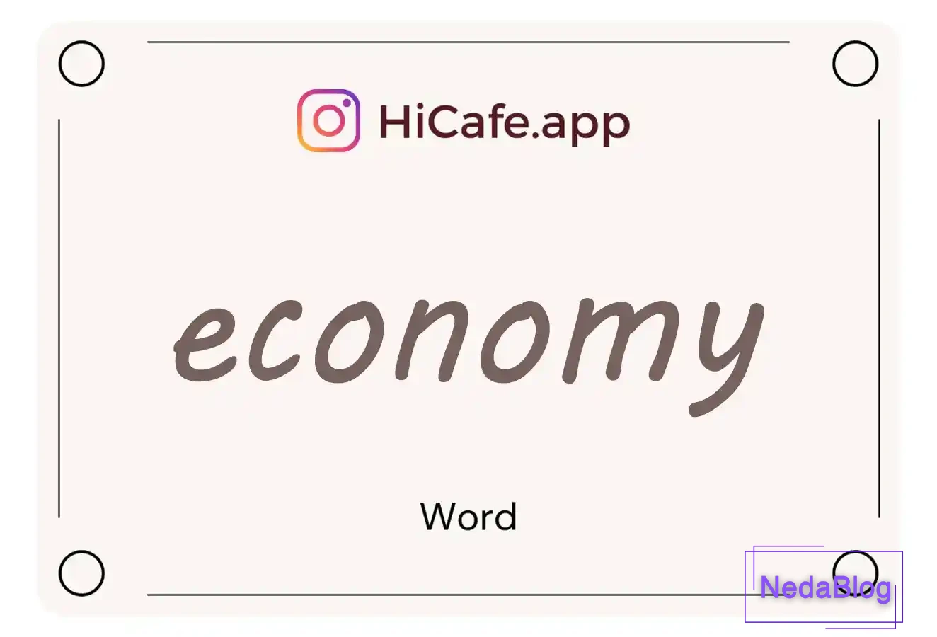 Meaning and usage of economy word
