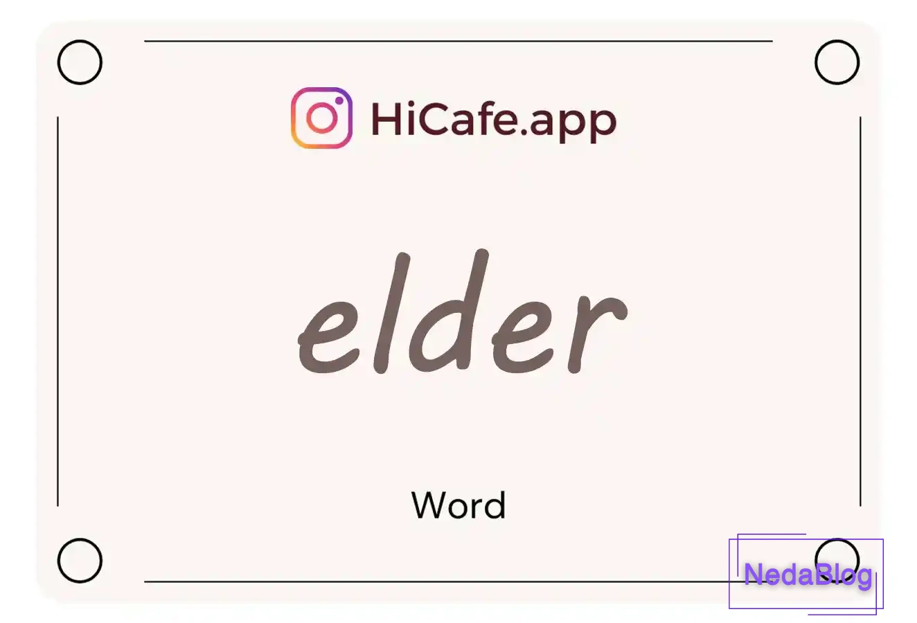 Meaning and usage of elder word