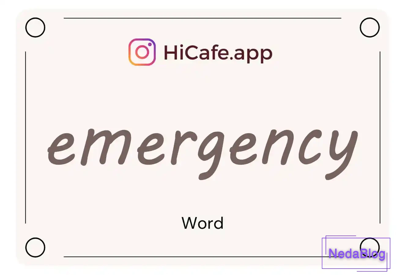 Meaning and usage of emergency word