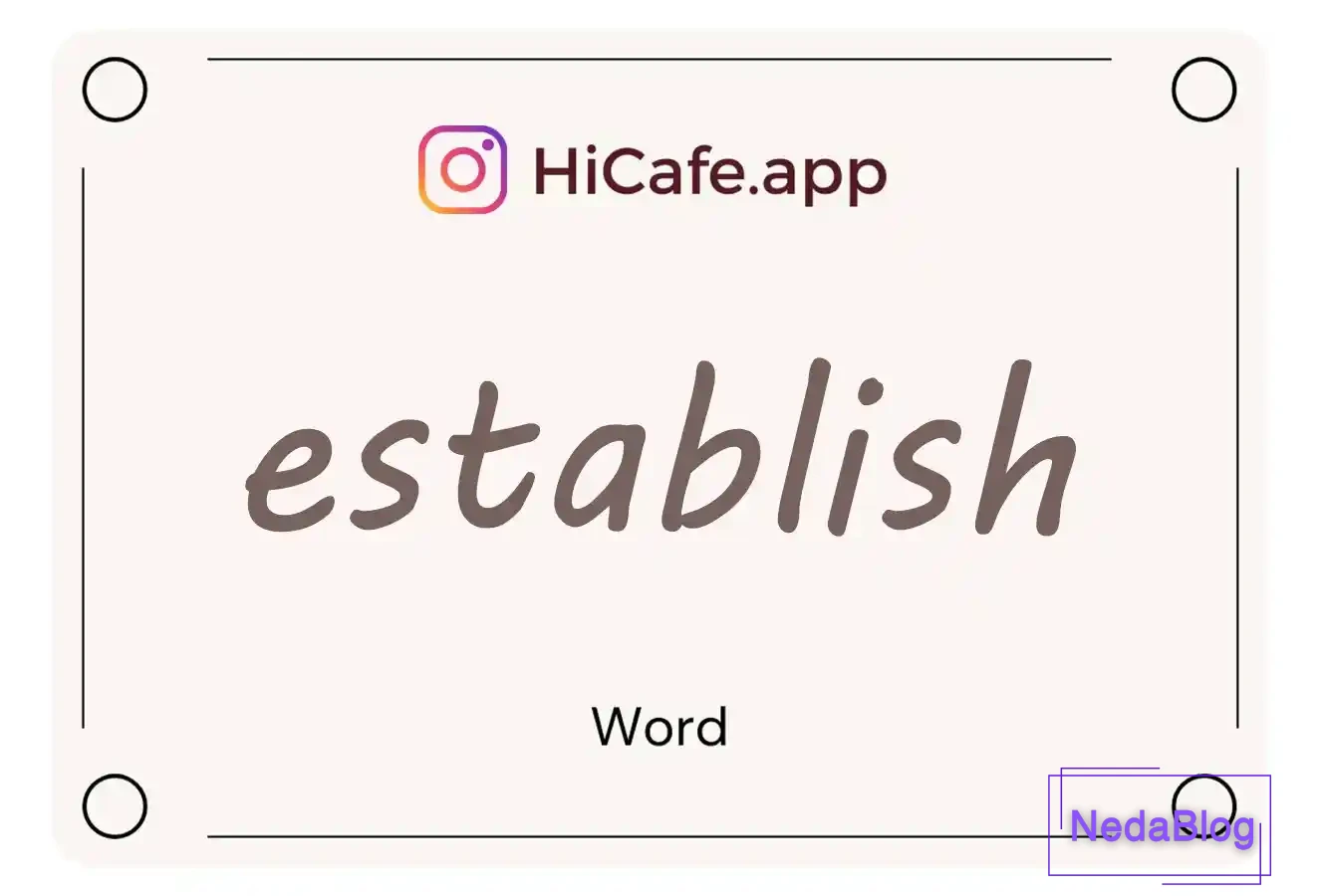 Meaning and usage of establish word